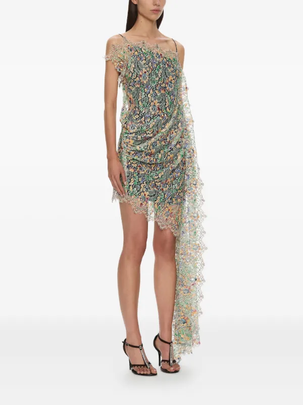 Christopher Esber Draped Lace Mini Dress - Green