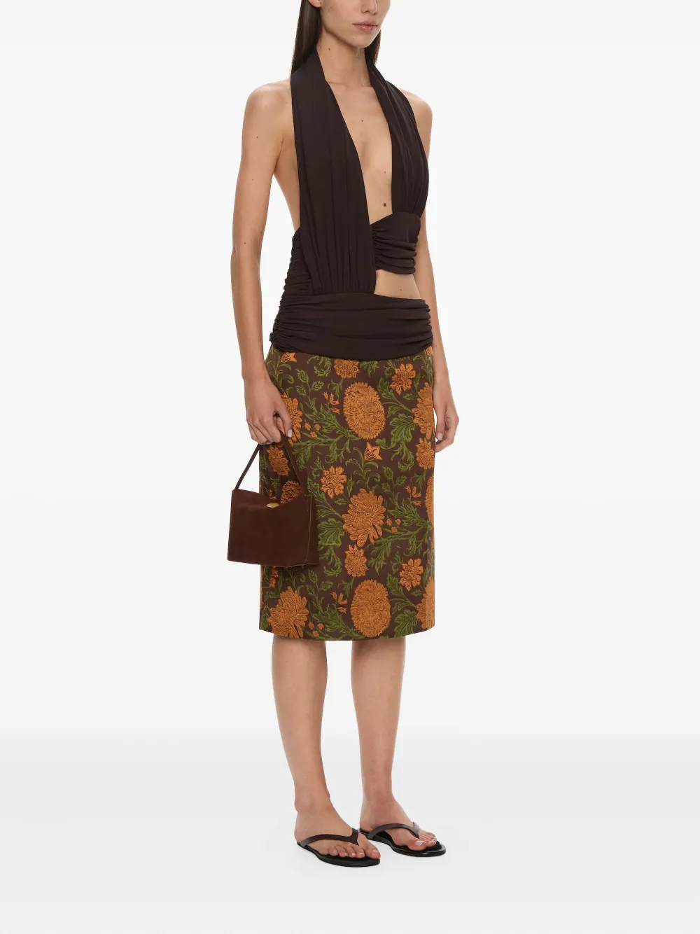 Christopher Esber Upholstered Brocade Midi Skirt In Multi