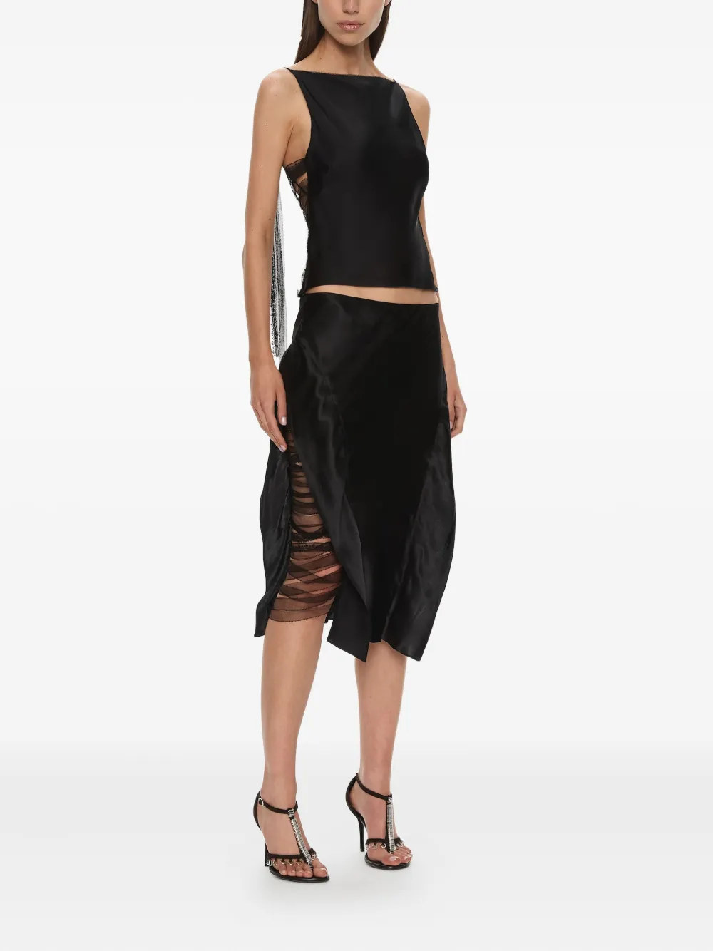 Christopher Esber Lattice lace silk midi skirt | Straight Skirts | Image 2