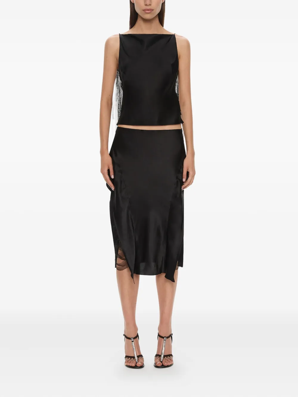 Christopher Esber Lattice lace silk midi skirt | Black | Image 1