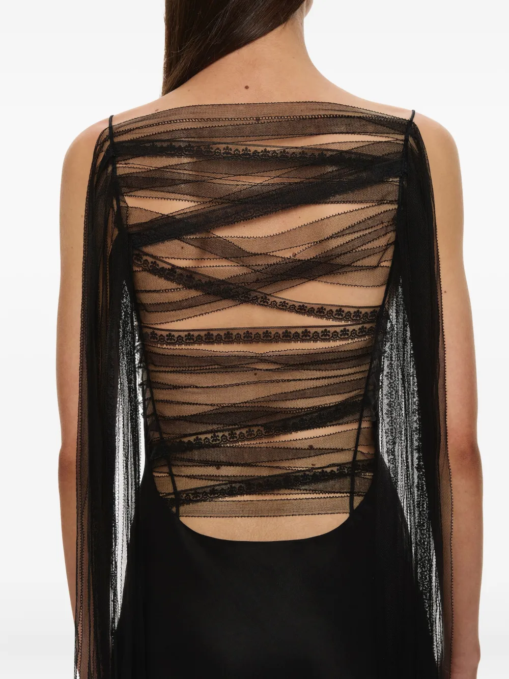 Christopher Esber Lattice Lace Silk Gown In Black