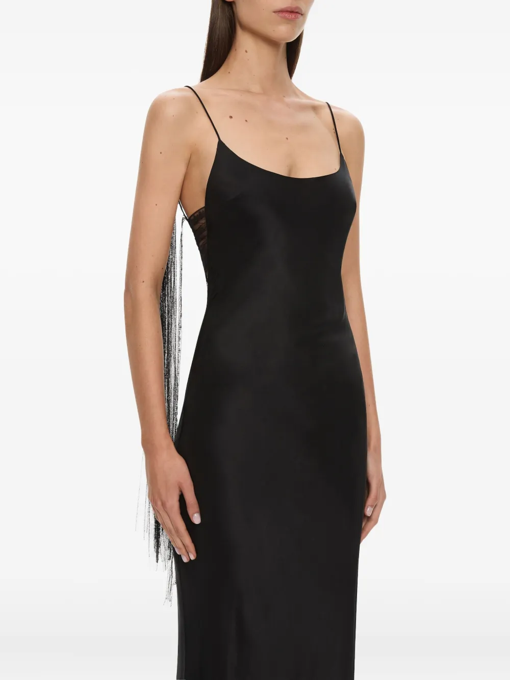 Christopher Esber Lattice Lace Silk Gown In Black