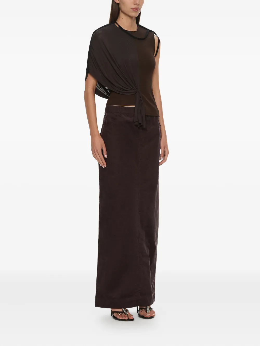 Christopher Esber Ribfluwelen maxi-rok - Bruin