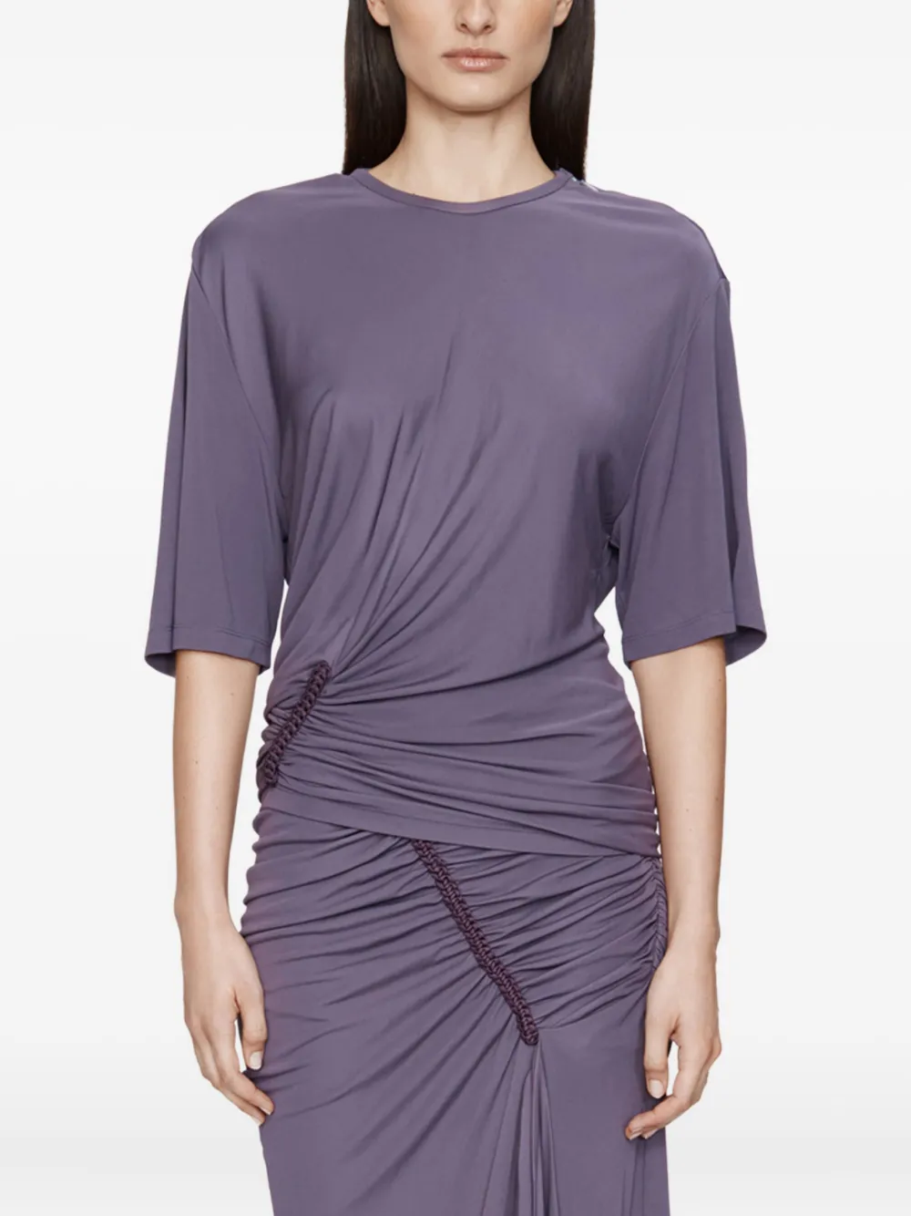 Christopher Esber Shibari jersey T-shirt met ruche Paars