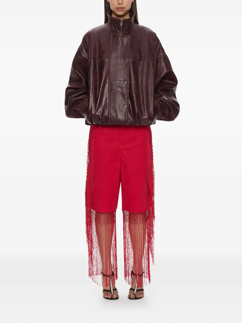 Christopher Esber Macramé Fringed Corduroy Trousers In Red
