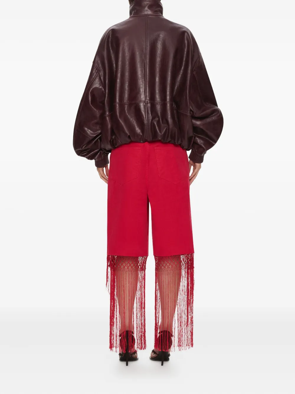 Christopher Esber Macramé Fringed Corduroy Trousers In Red