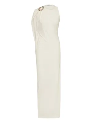 sophie et voila draped satin maxi dress Draped Scarf Neck Satin Dress| Spring 26