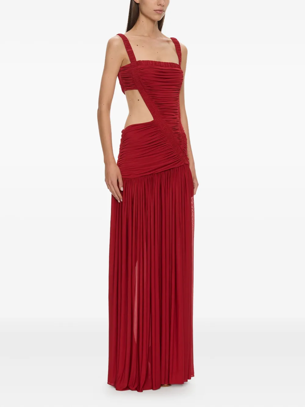 Christopher Esber Orion Separation avondjurk met ruches - Rood