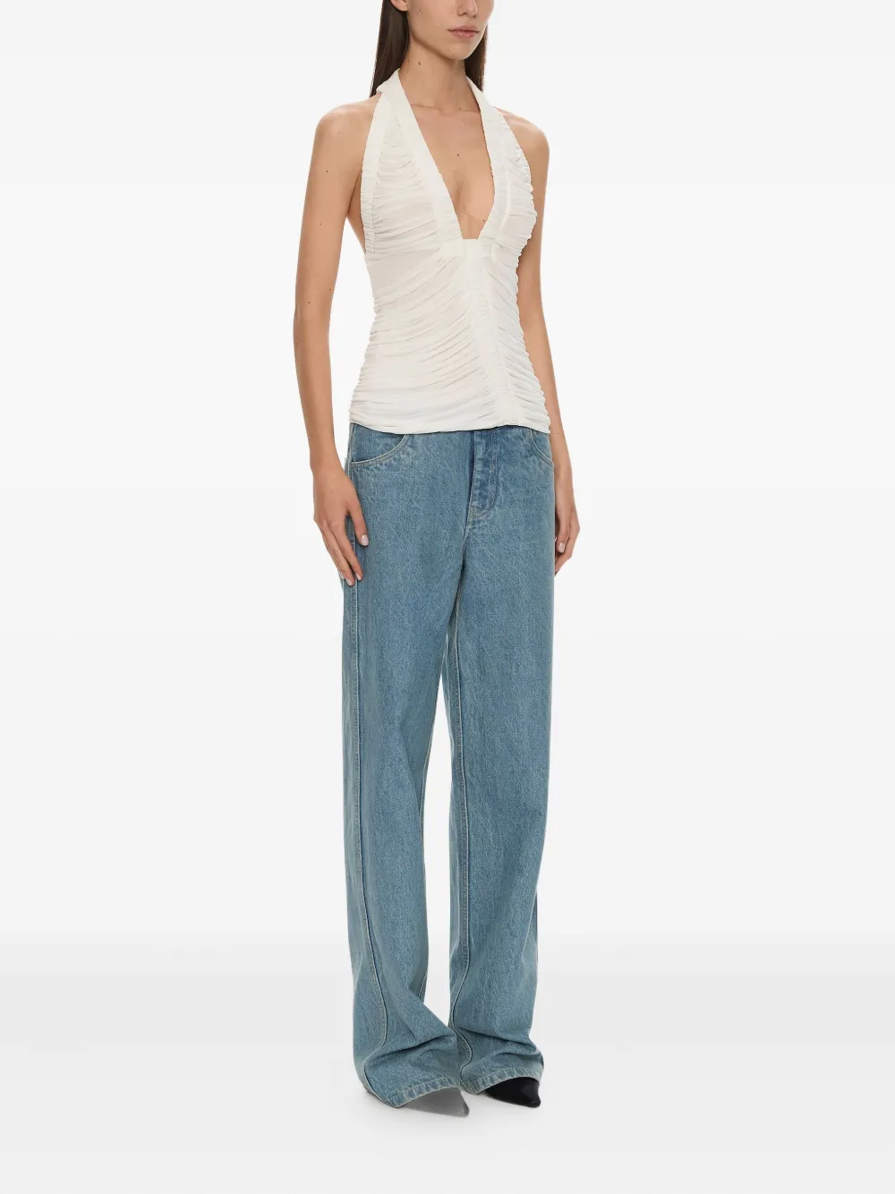 Christopher Esber Orion top met ruches Wit