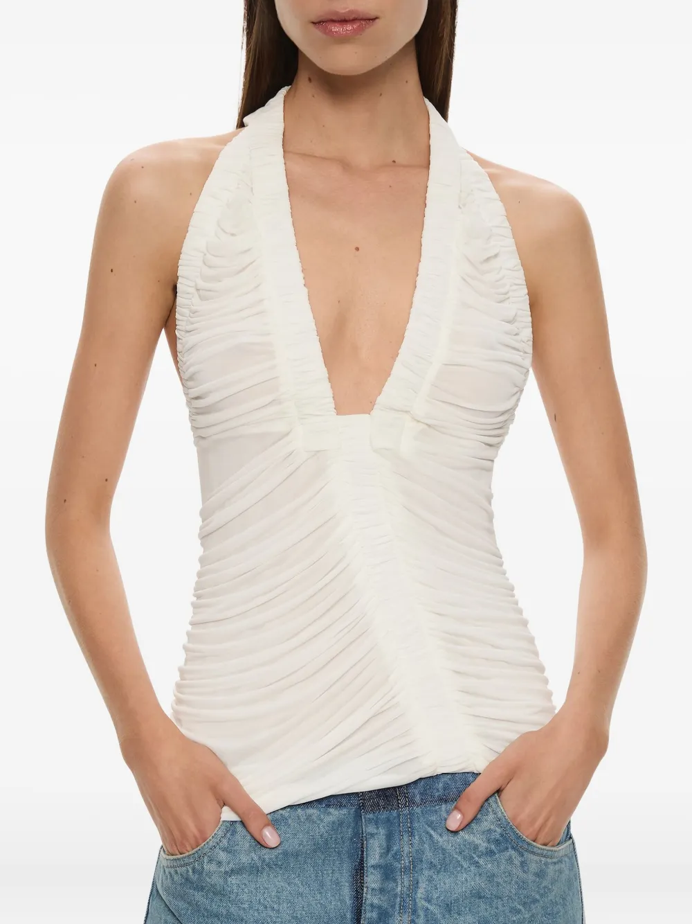 Christopher Esber Orion top met ruches Wit