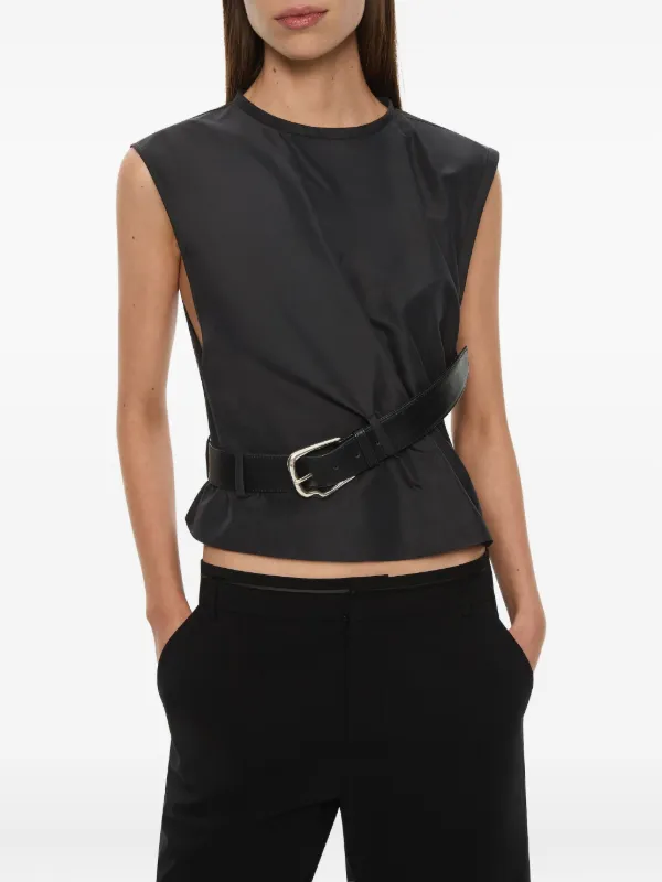 Christopher Esber Locus Belted Taffeta Tank Top in Grey