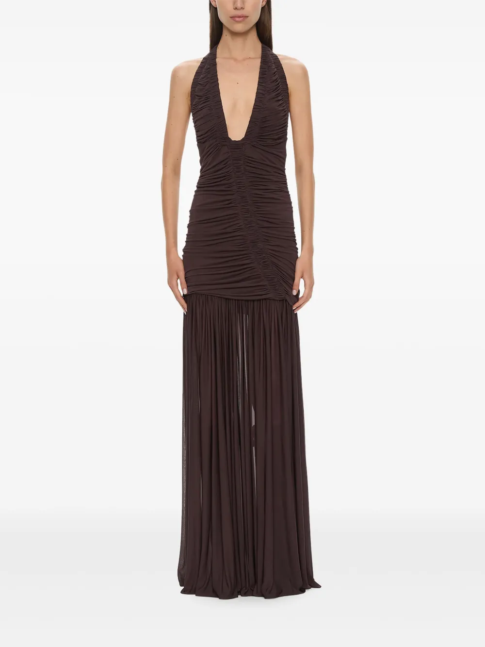 Christopher Esber Orion Maxi Gown In Brown