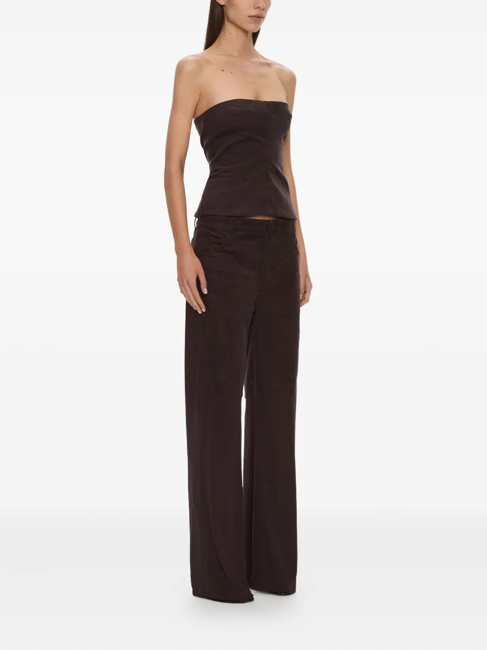 Christopher Esber Ribfluwelen jersey broek met tape - Bruin