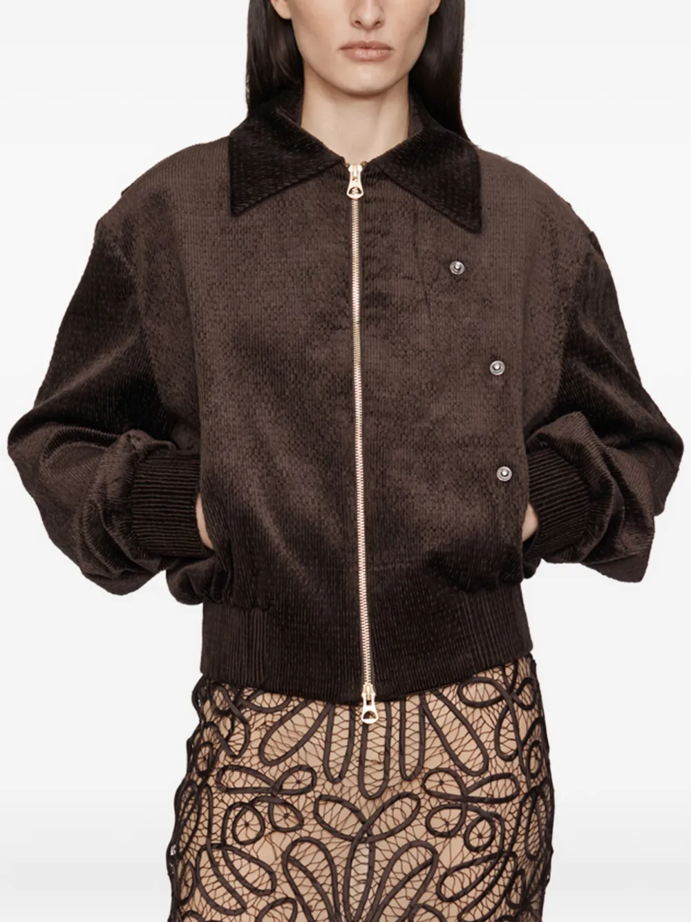 Christopher Esber Flight Corduroy Bomber Jacket In Brown