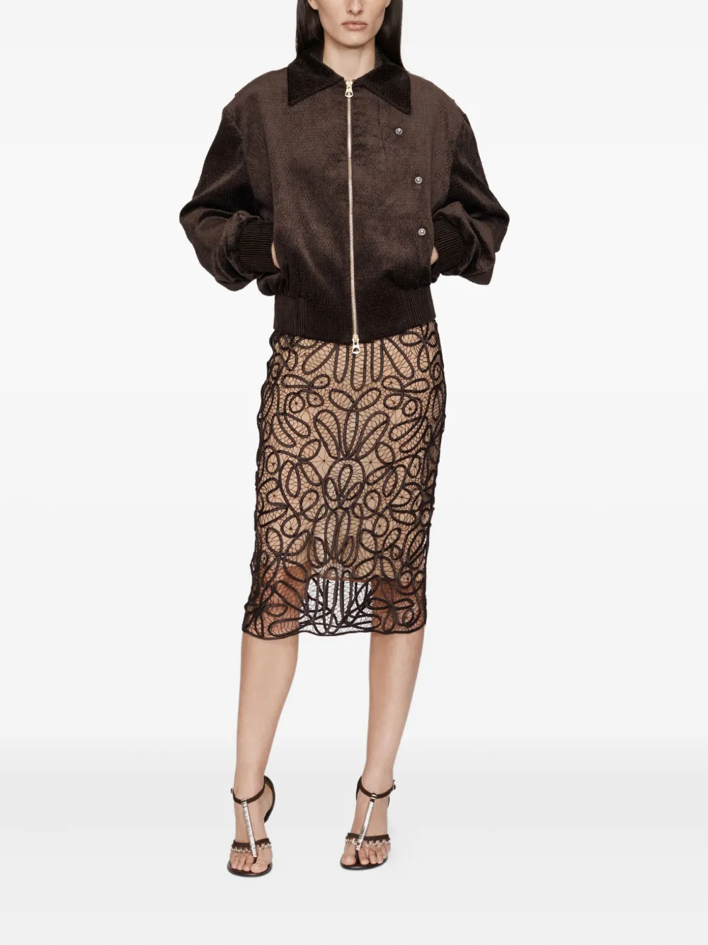 Christopher Esber Flight Corduroy Bomber Jacket In Brown