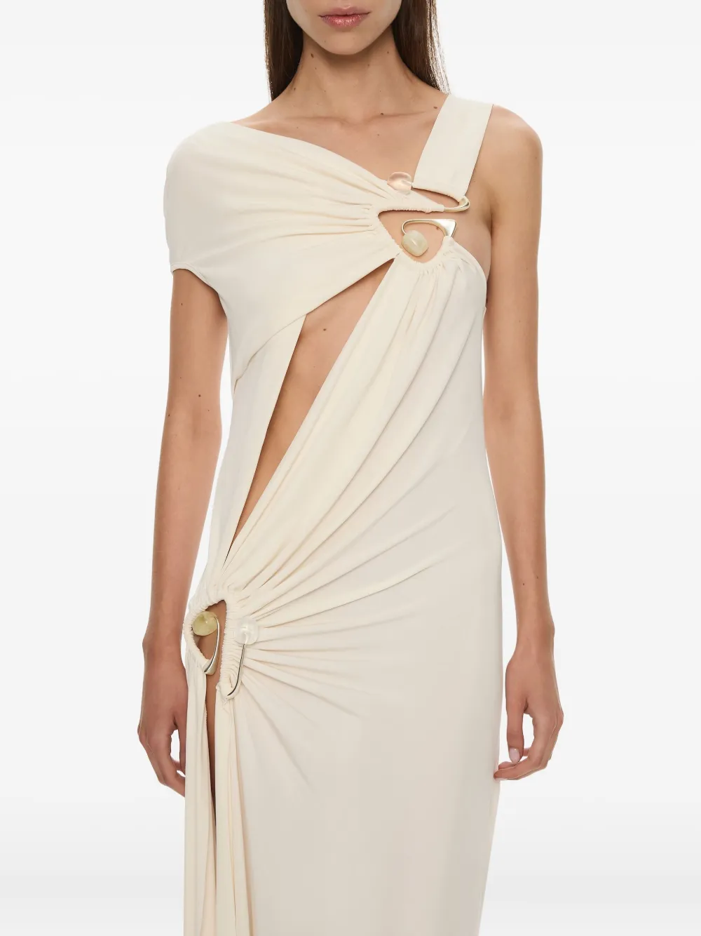 Christopher Esber Veer maxi-jurk met kristallen Beige