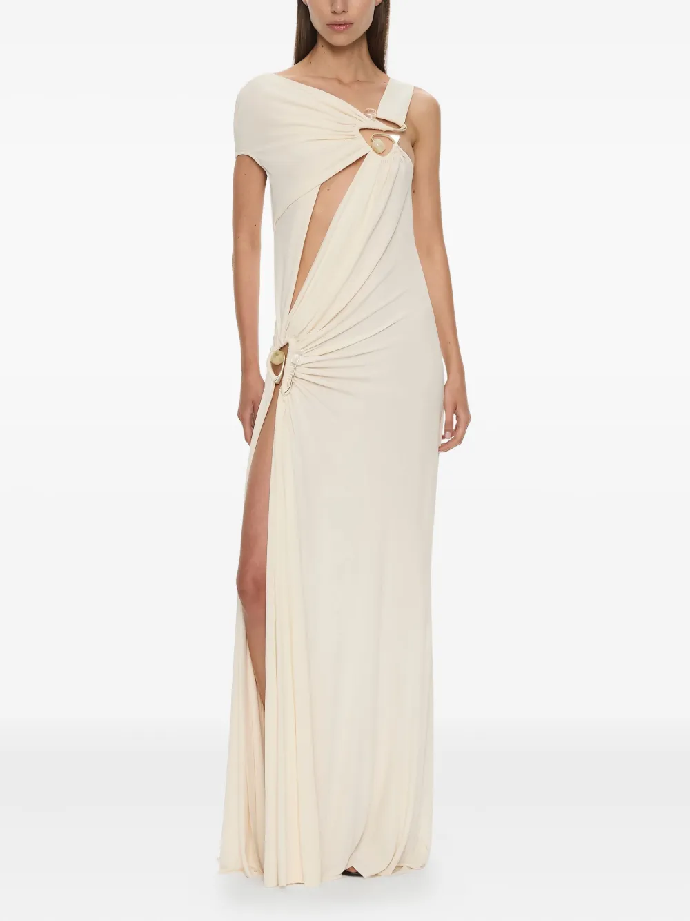 Christopher Esber Veer spiral crystal draped maxi dress - Neutrals