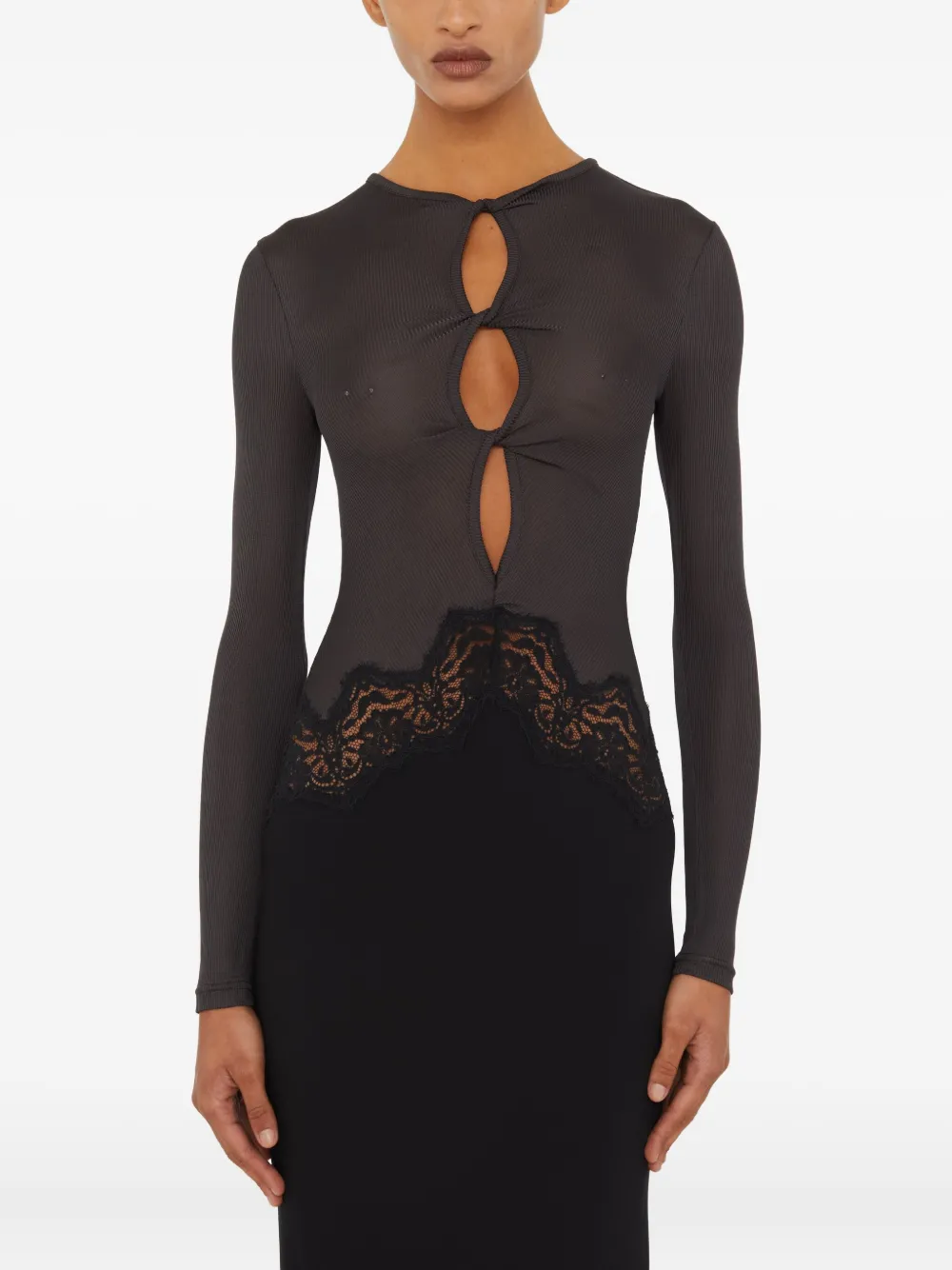 Christopher Esber Twist Verner Lace Long-sleeve Maxi Dress In Black