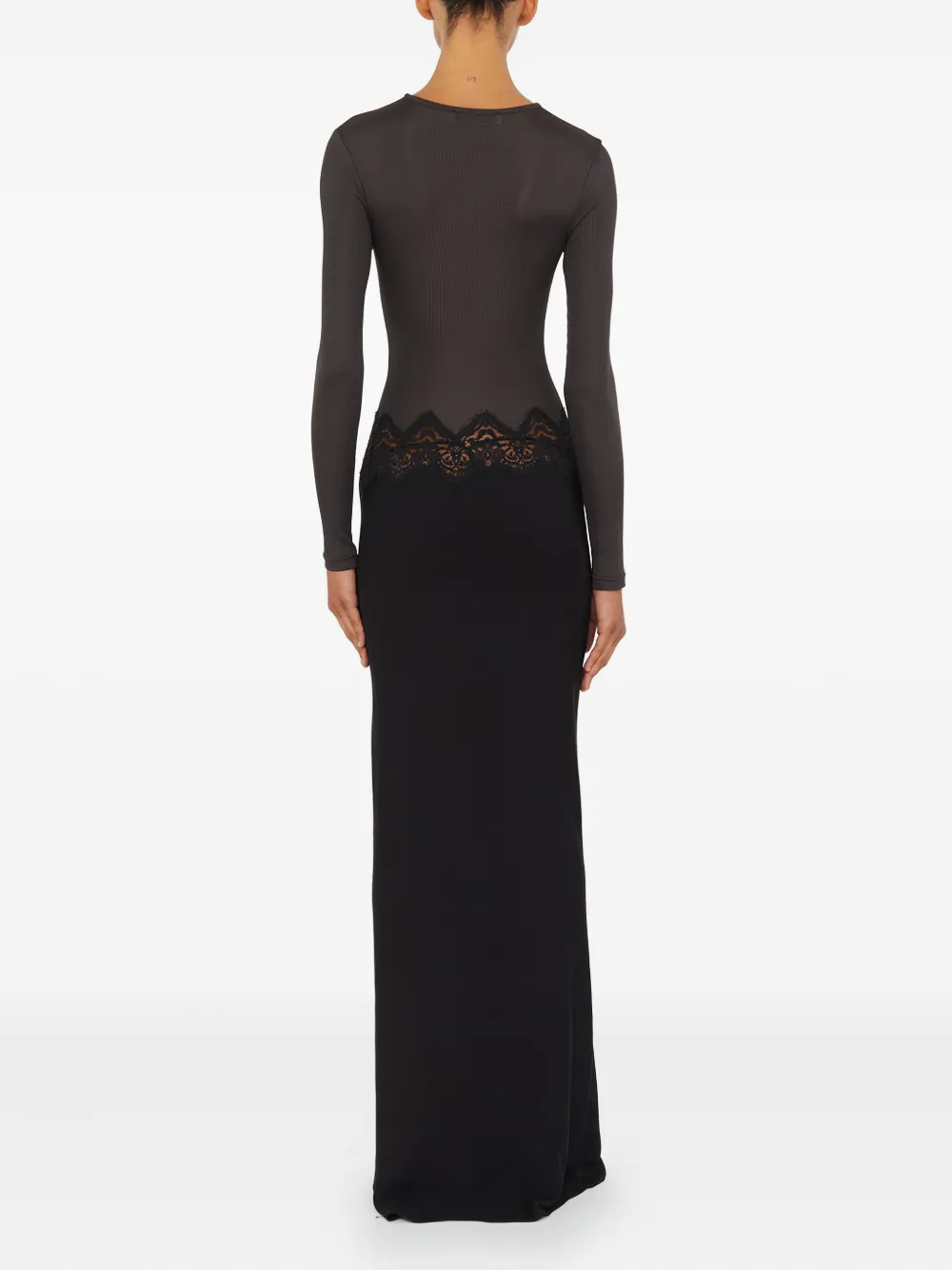 Christopher Esber Twist Verner Lace Long-sleeve Maxi Dress In Black