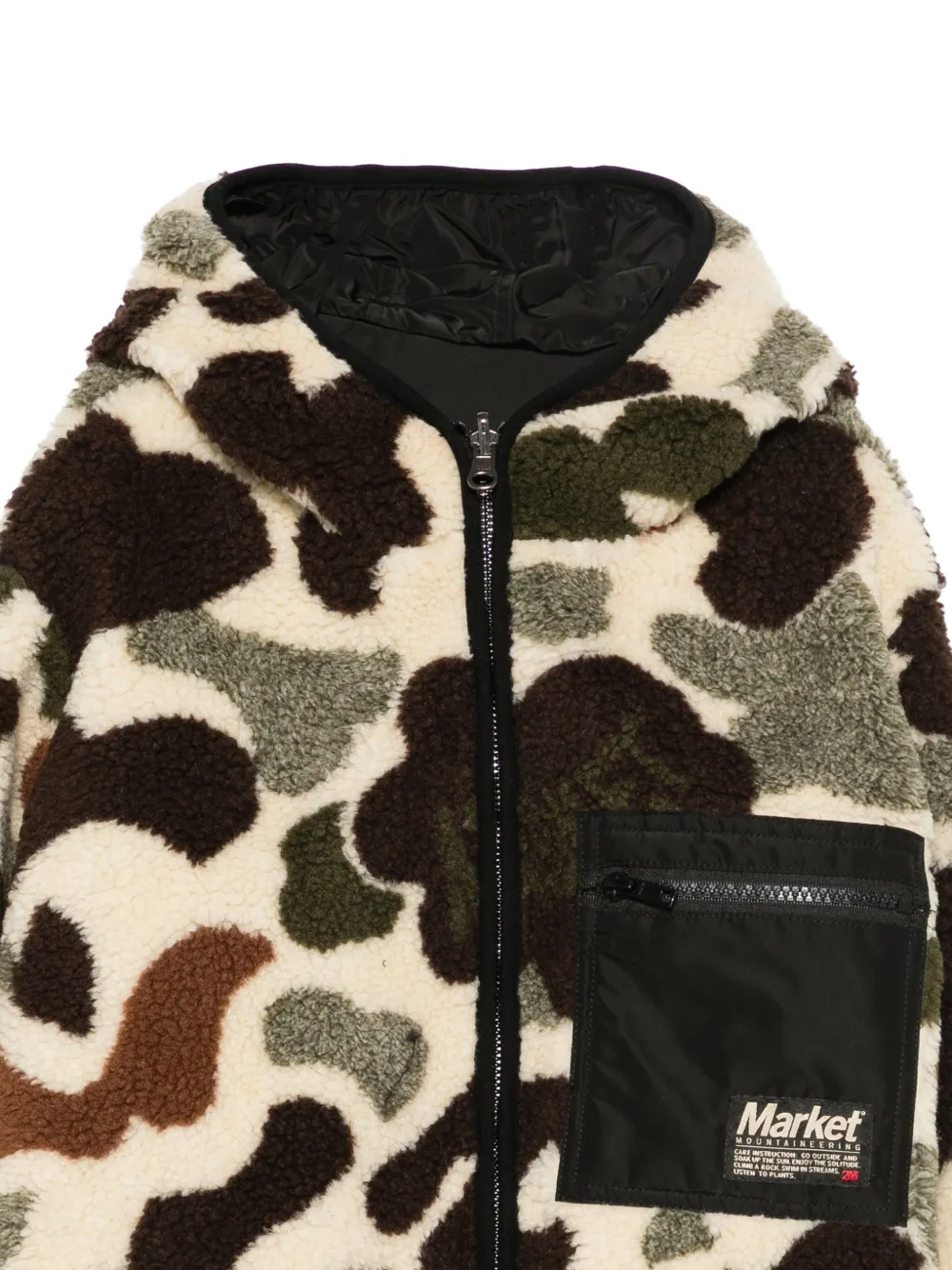 MARKET Hoodie met camouflageprint en rits Beige
