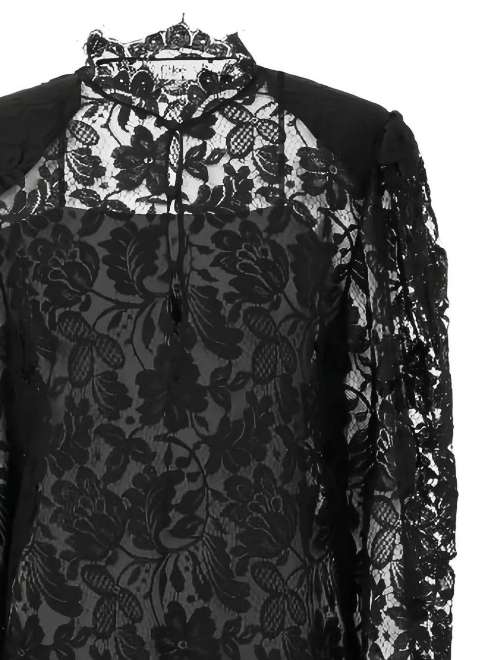 Chloé Floral-lace High-neck Dress In Black