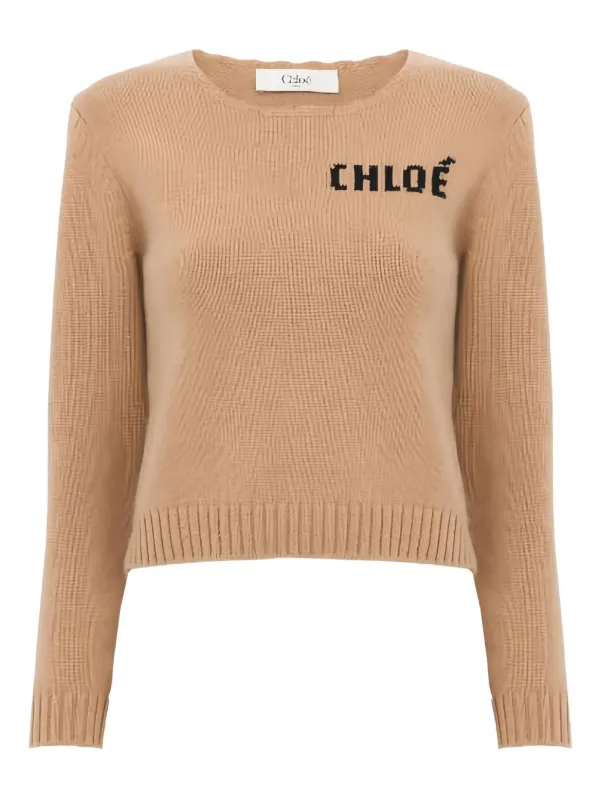 Chloé Embroidered-logo Sweater in Neutrals