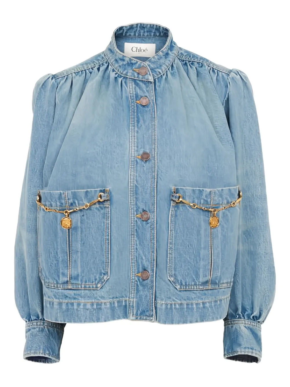 Chloé Giacca denim con arricciatura - Blu