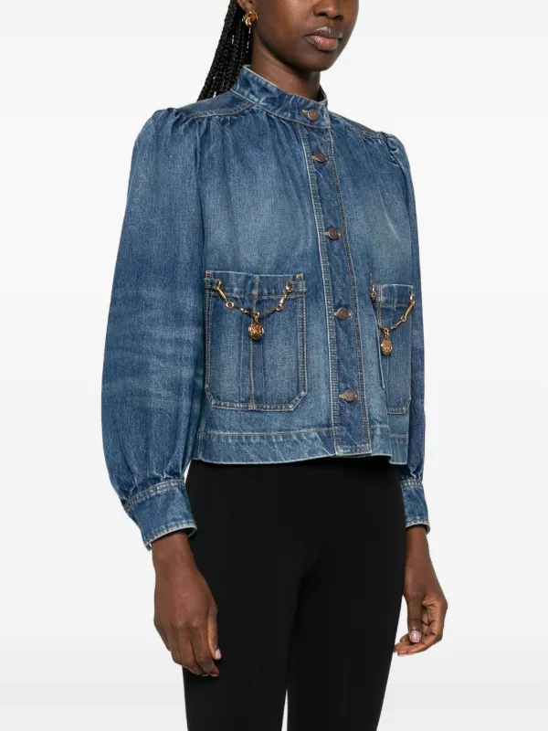 Chloé high-neck Gathered Jacket | Blue | FARFETCH