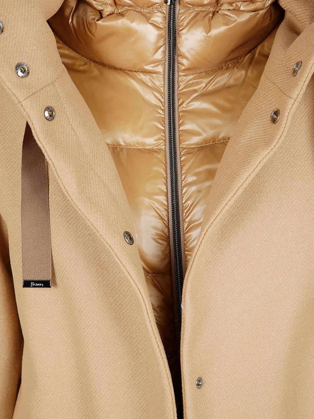 Herno Sophisticated Short Coat With Adjustable Hood And Padded Lining In Gold