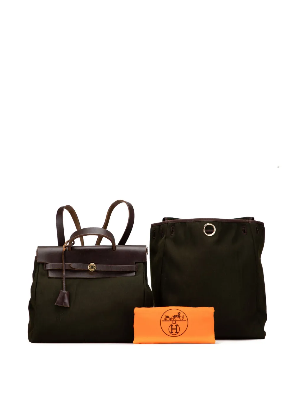 Pre-owned Hermes 2003 Toile Herbag Pm Backpack In Brown