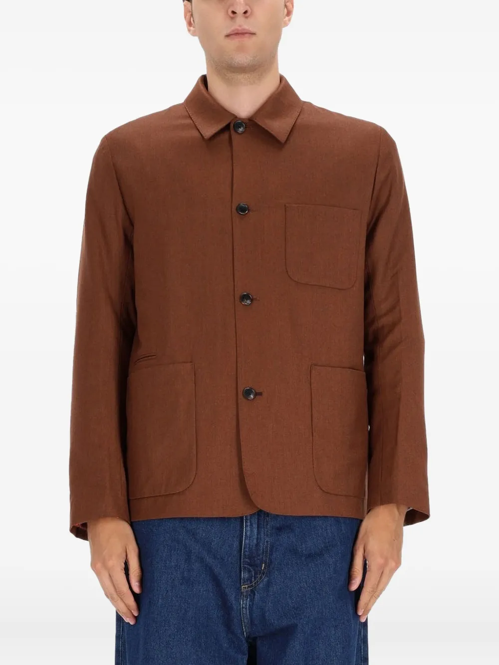 Paul Smith Long Sleeve Jacket With Collared Neck And Pockets In Brown
