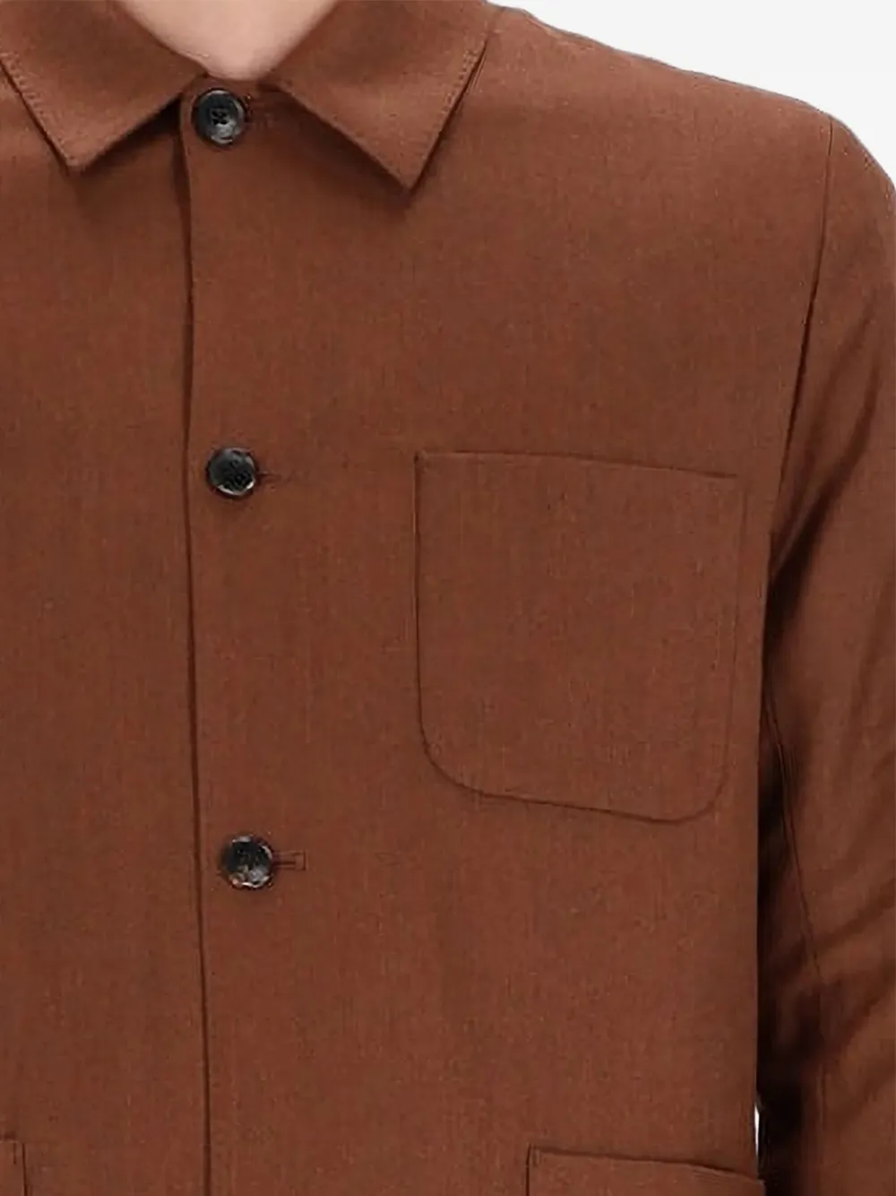 Paul Smith Long Sleeve Jacket With Collared Neck And Pockets In Brown