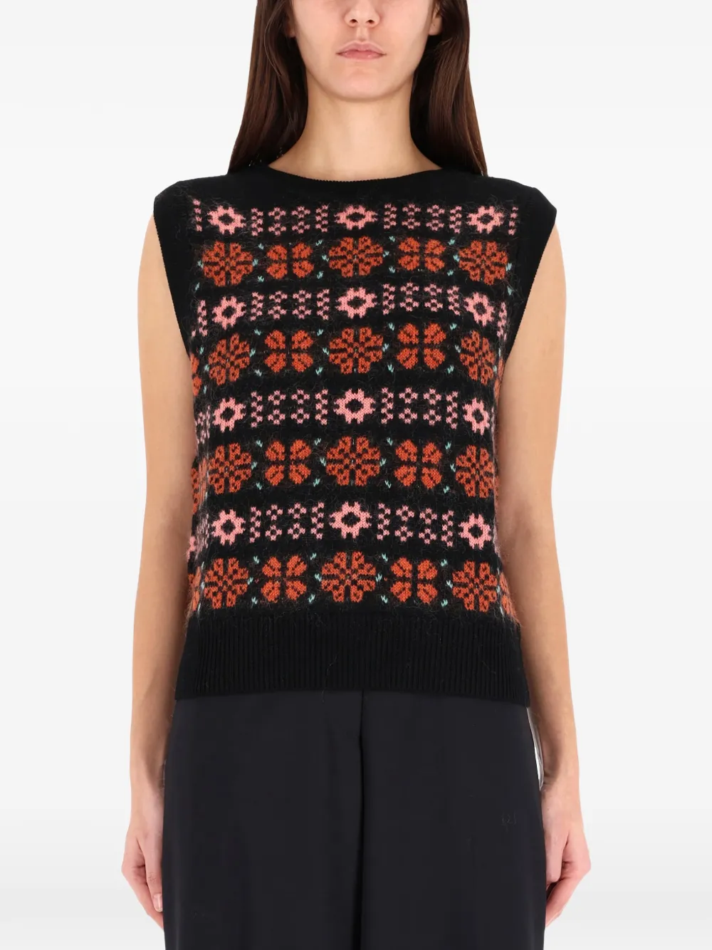 Paul Smith "fair Isle" Knit Vest In Black