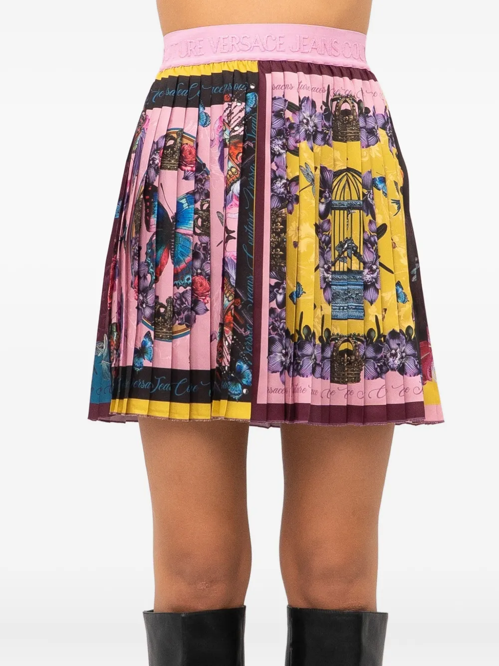 Versace Jeans Couture Pleated Skirt In Pink