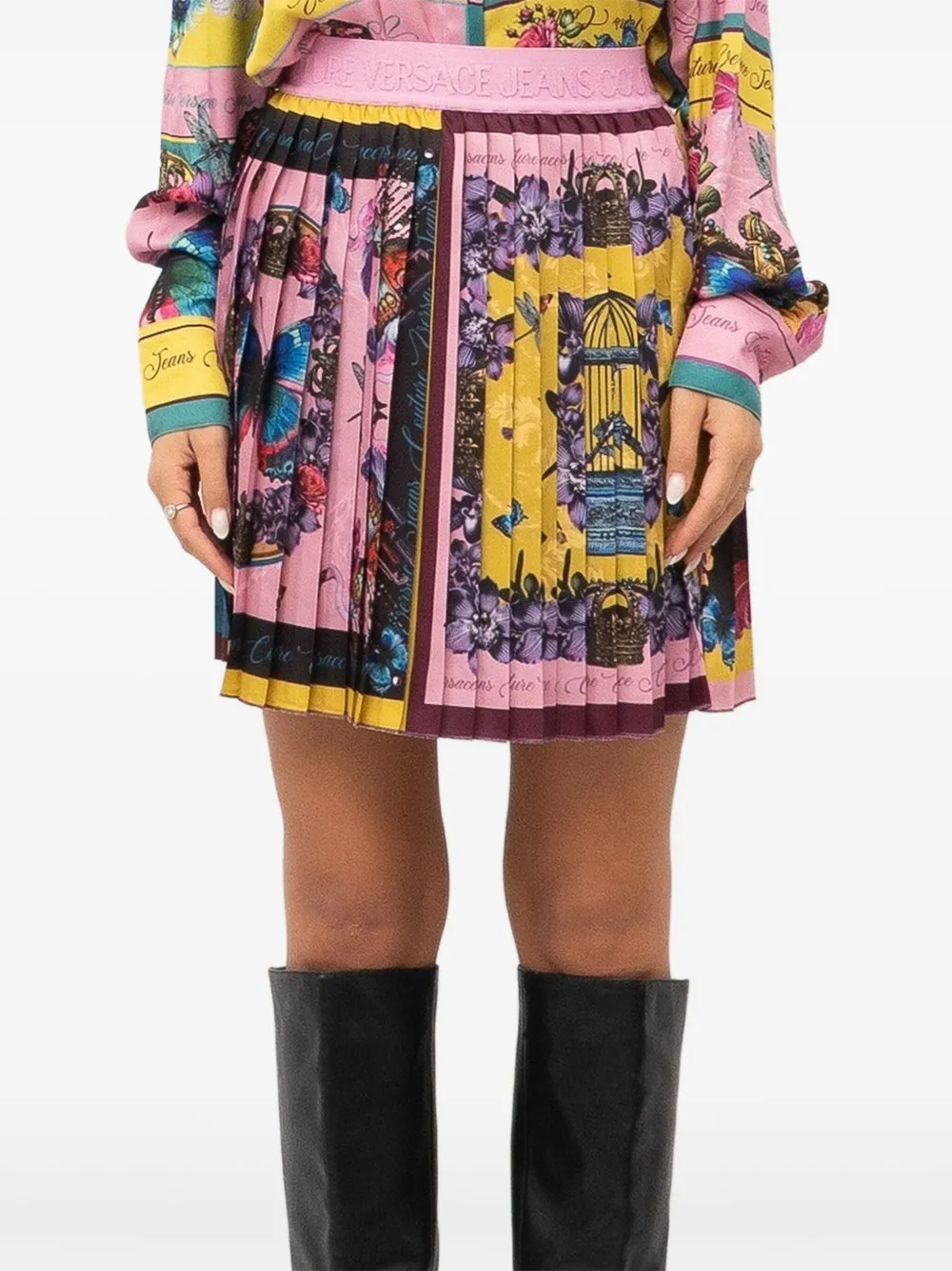 Versace Jeans Couture Pleated Skirt In Pink