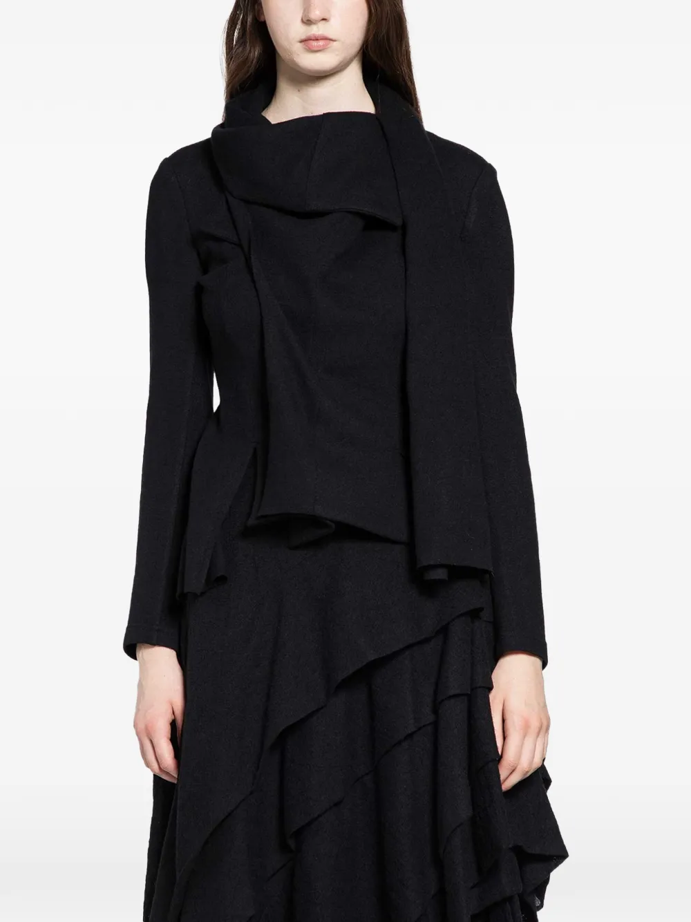 Yohji Yamamoto stole-detail jacket - Nero