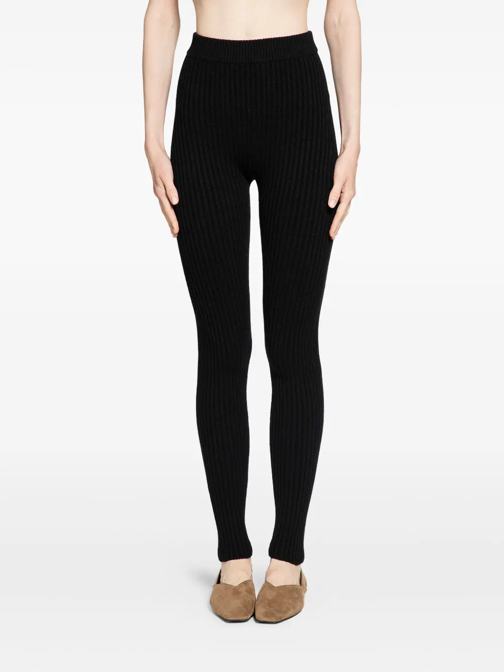 Max Mara リブニット レギンス - ブラック Max Mara リブニット レギンス - ブラック