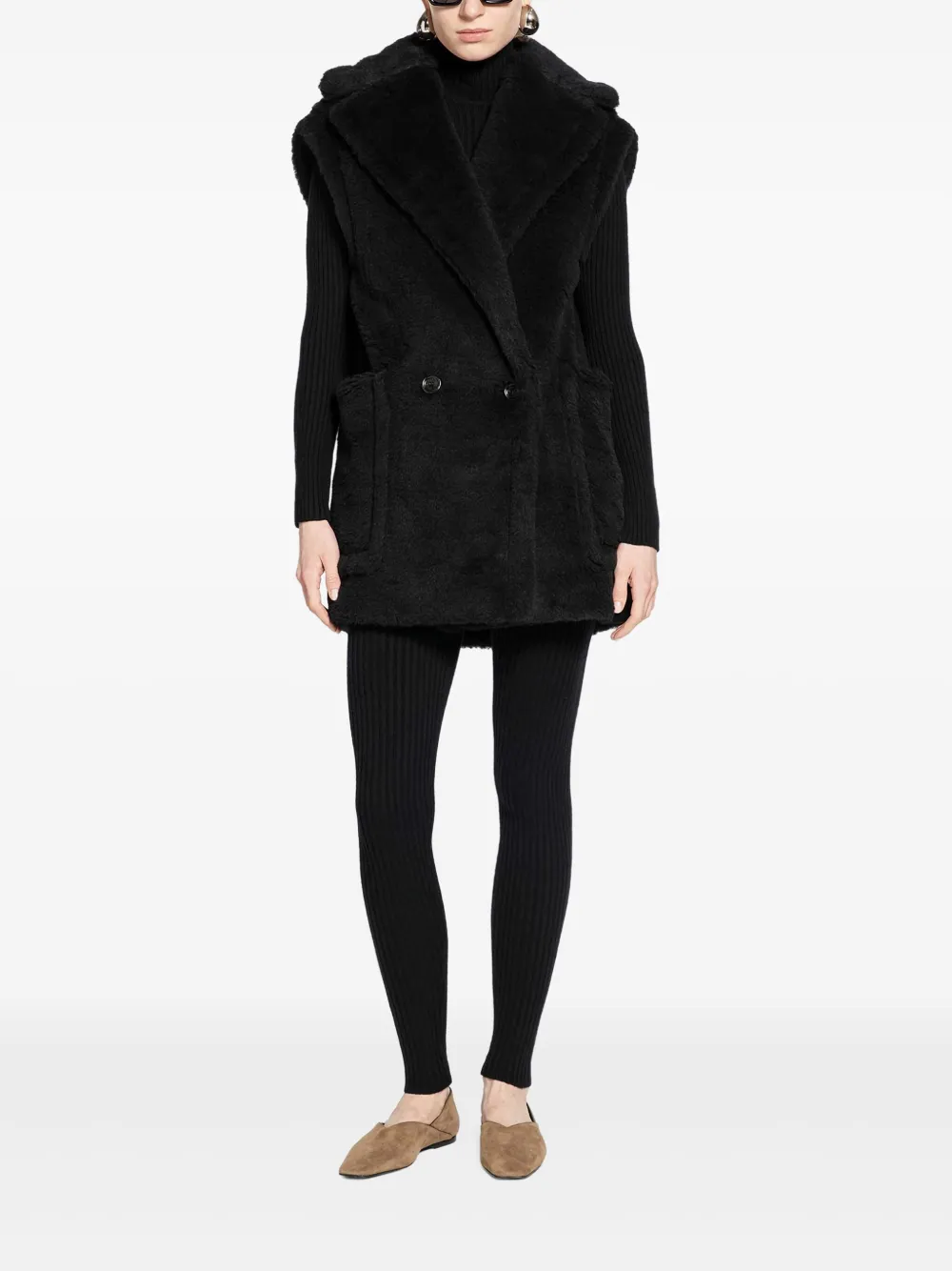 Max Mara Ribgebreide legging - Zwart