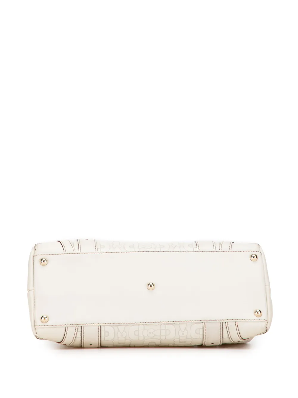 Pre-owned Gucci 2000-2015 Horsebit Embossed Leather Shoulder Bag In White