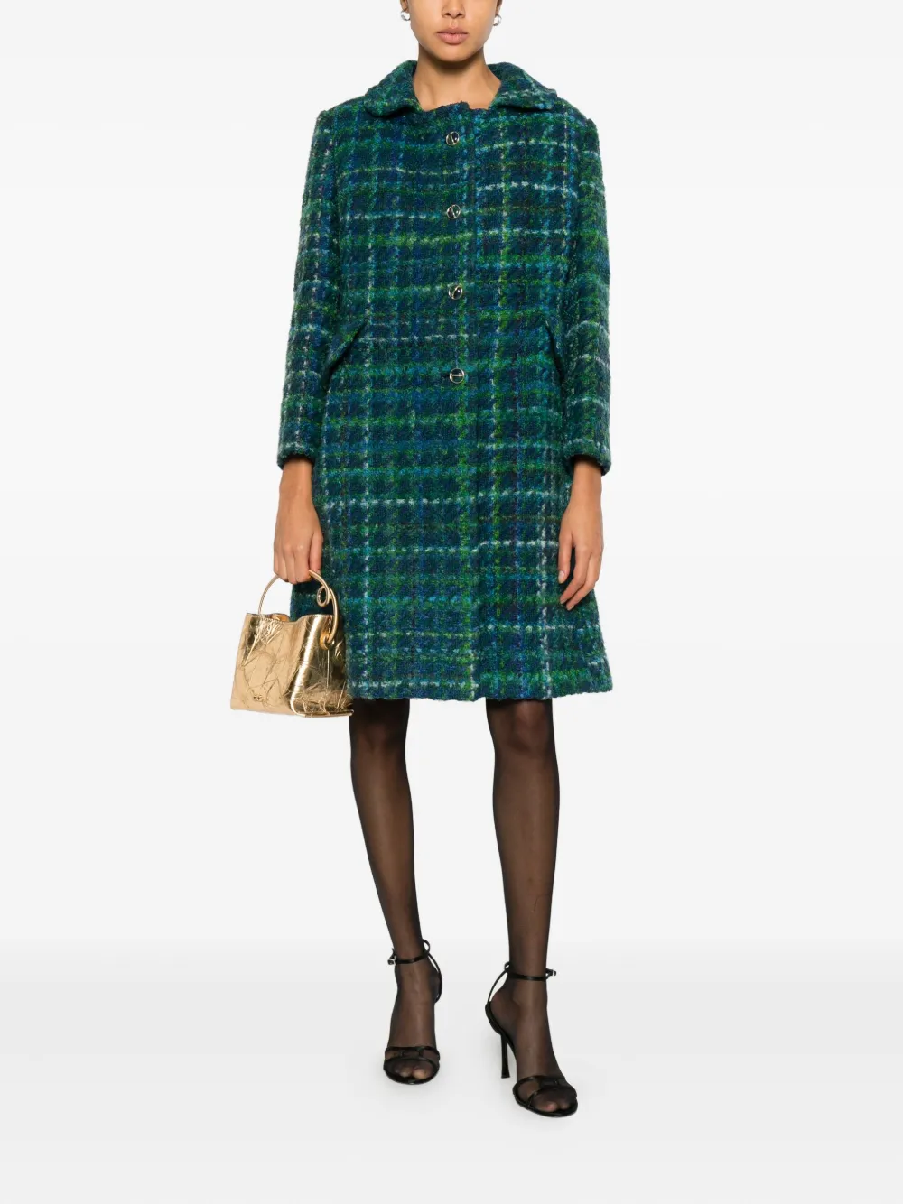 A.N.G.E.L.O. Vintage Cult 1960s geruite jas met knopen - Groen