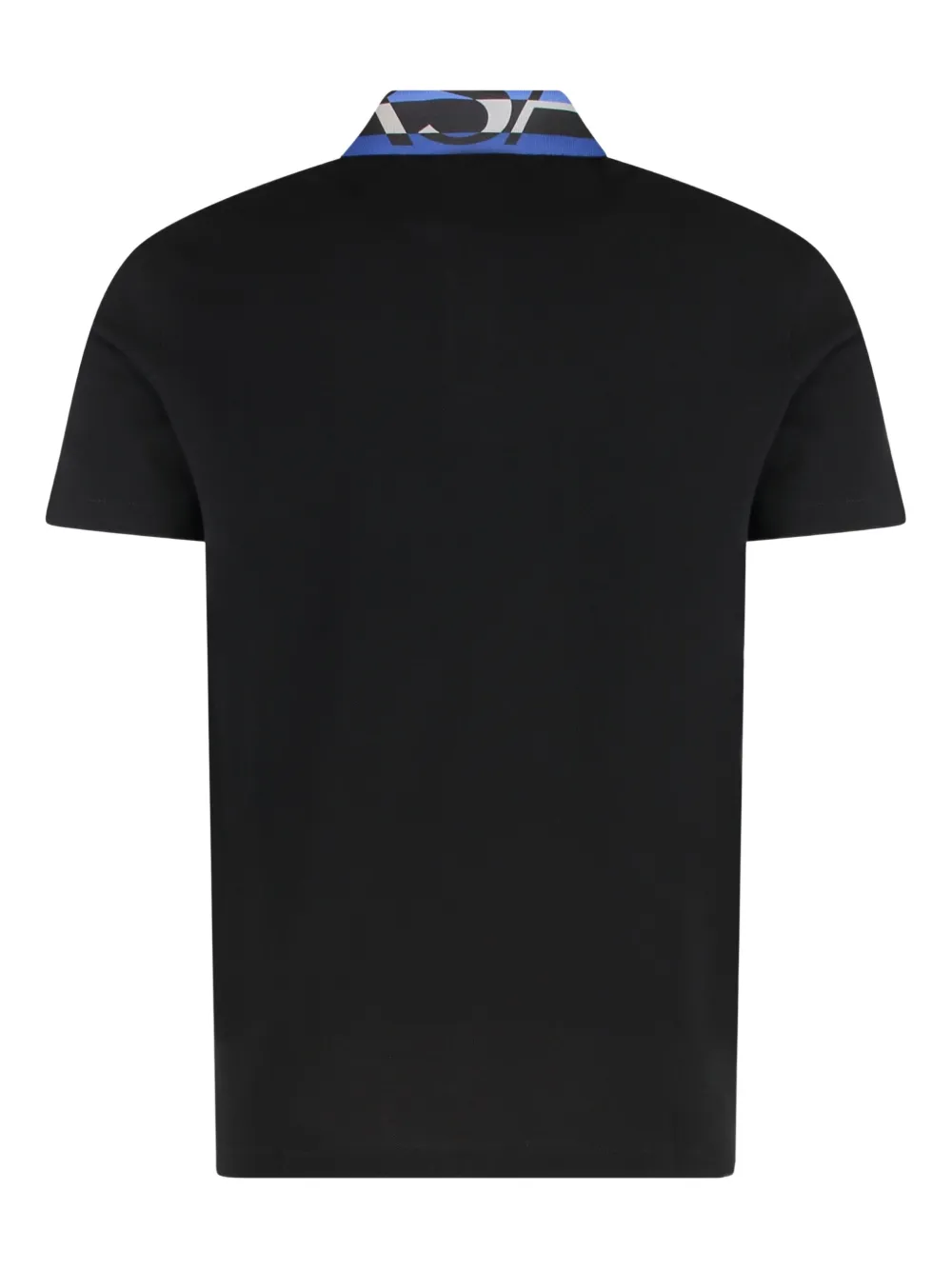 Versace patterned-collar logo polo shirt - Zwart