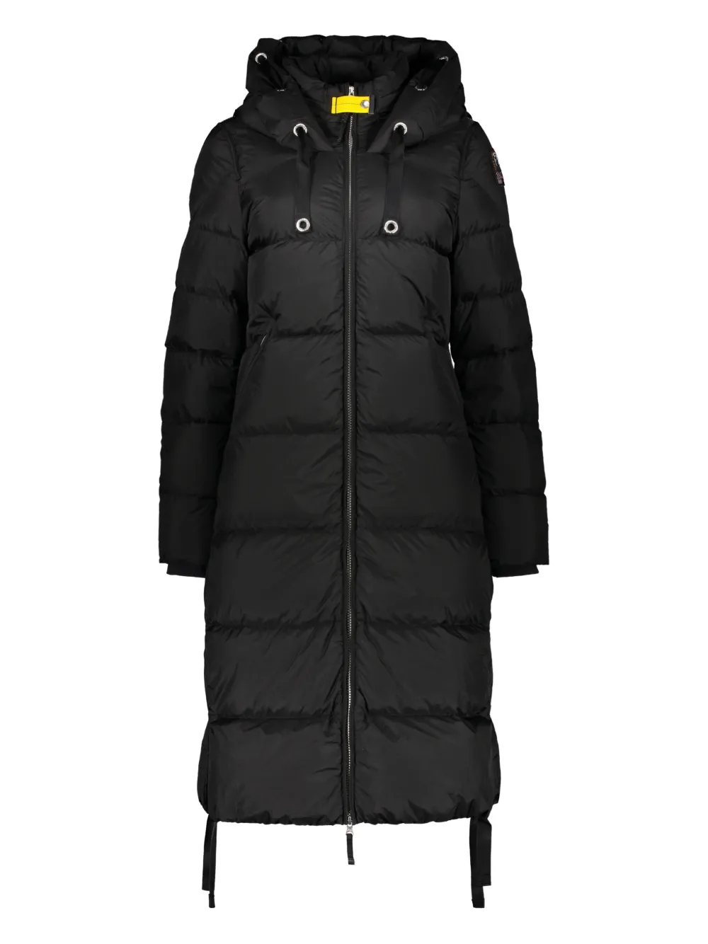 Parajumpers Long Black Puffer Jacket With Adjustable Hood In Black