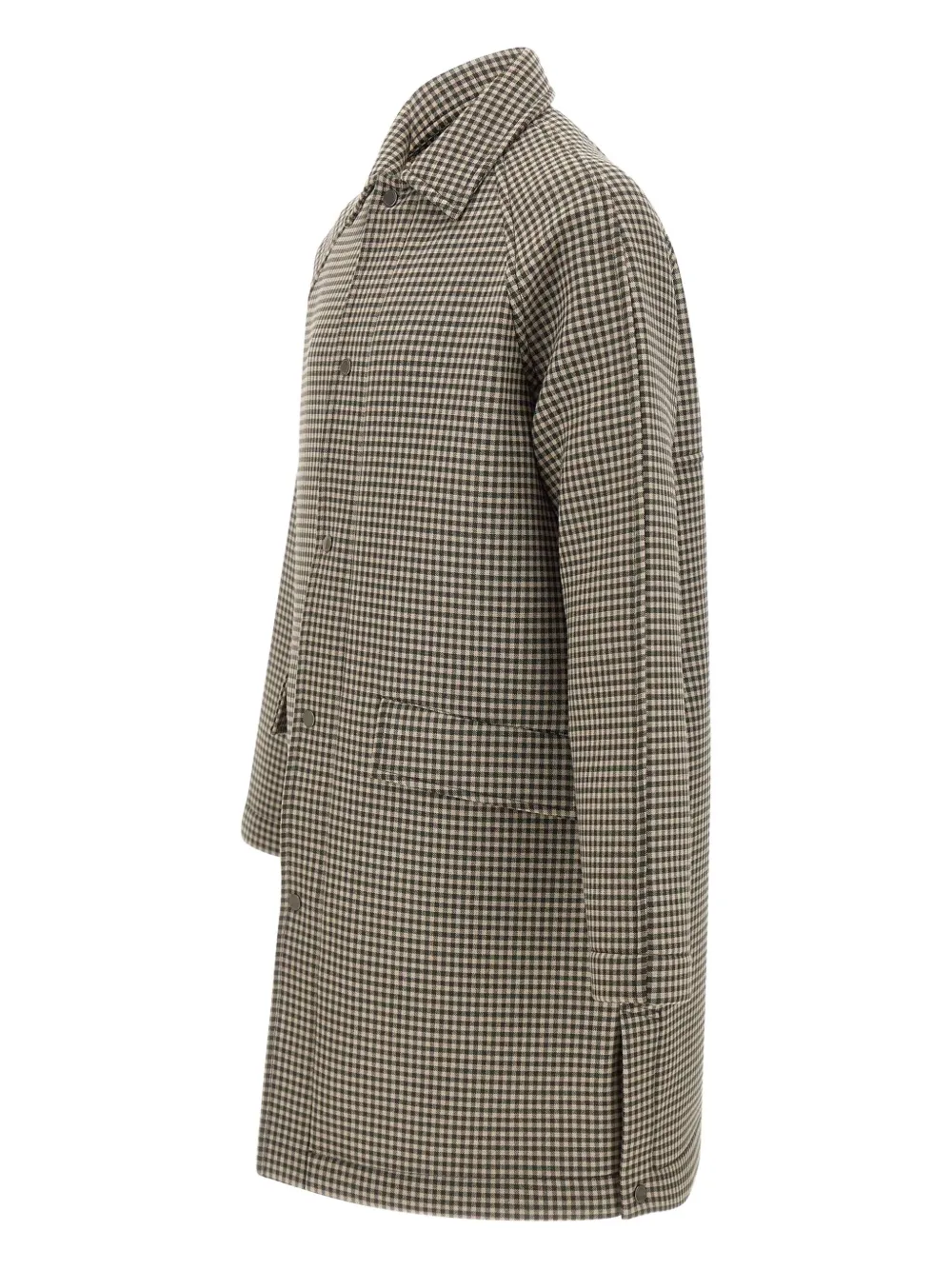 Paolo Pecora Micro-check Shirt-collar Coat In Neutral