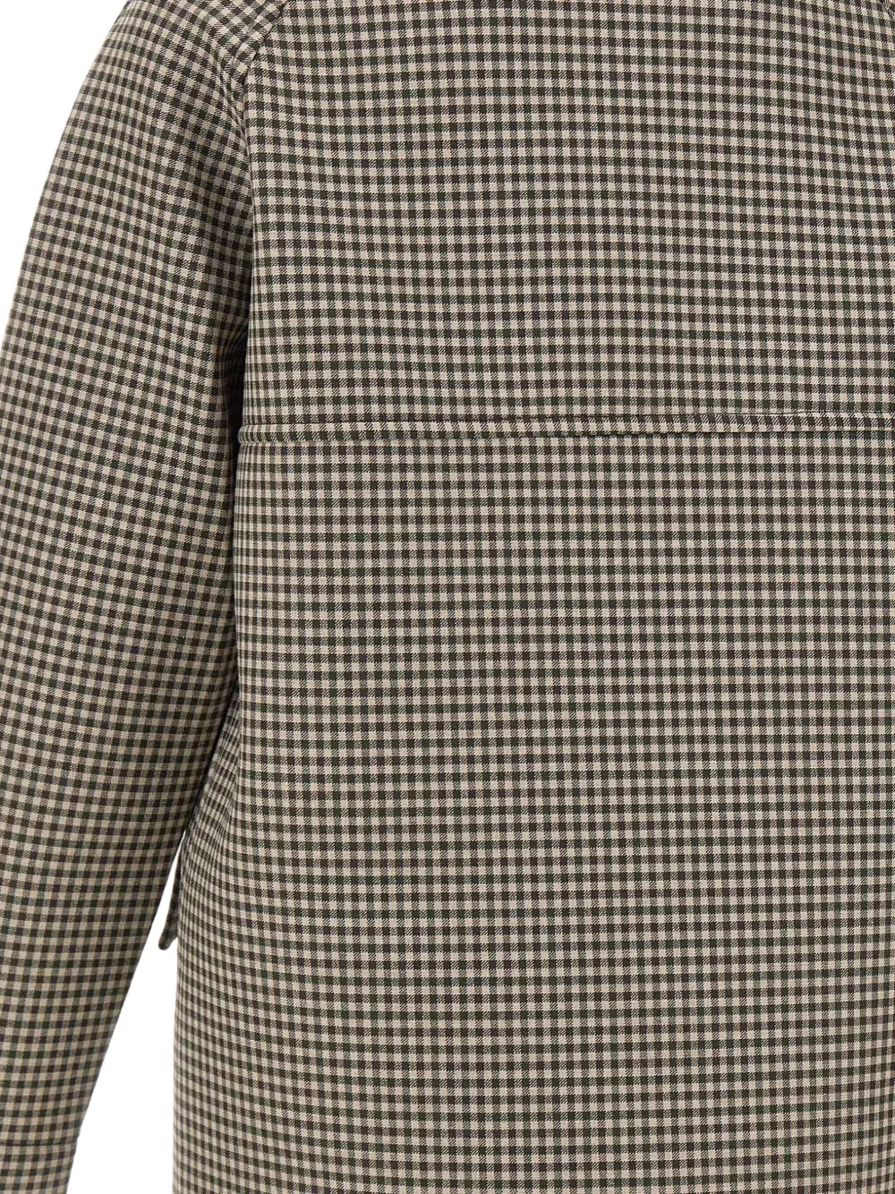 Paolo Pecora Micro-check Shirt-collar Coat In Neutral