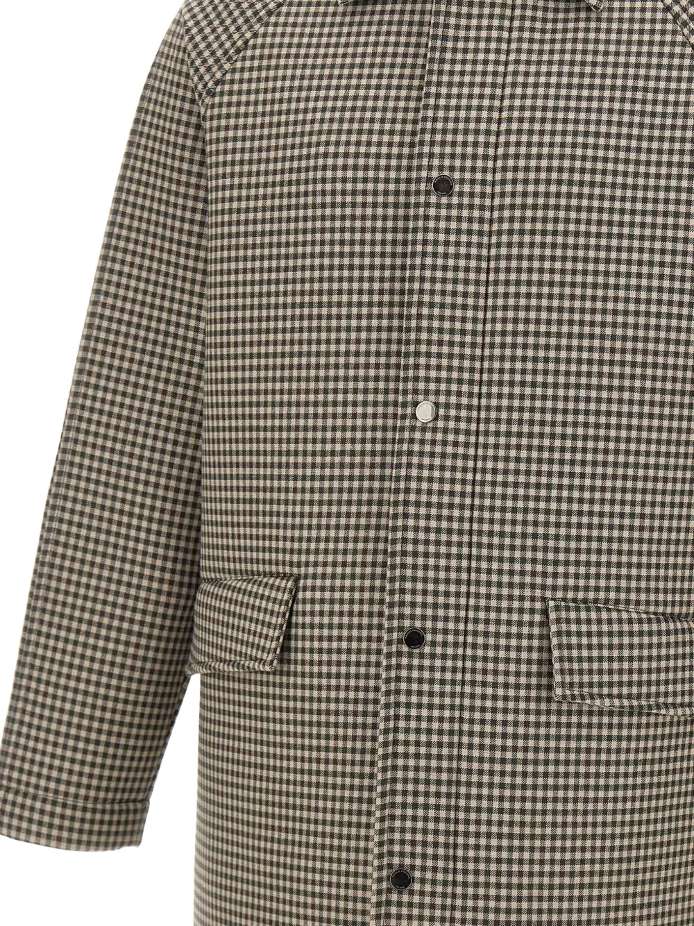 Paolo Pecora Micro-check Shirt-collar Coat In Neutral