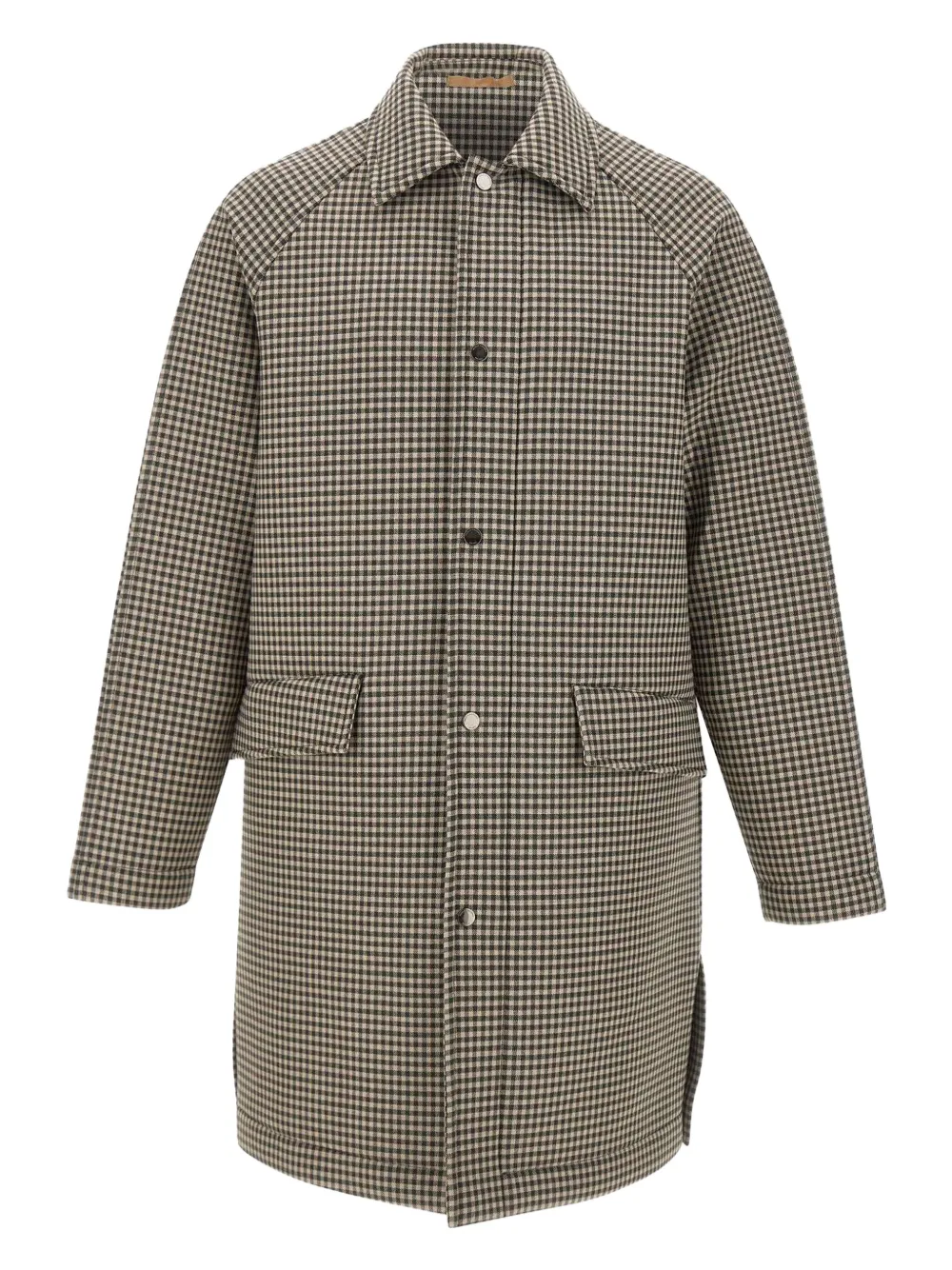 Paolo Pecora micro-check shirt-collar coat | Brown | Image 1