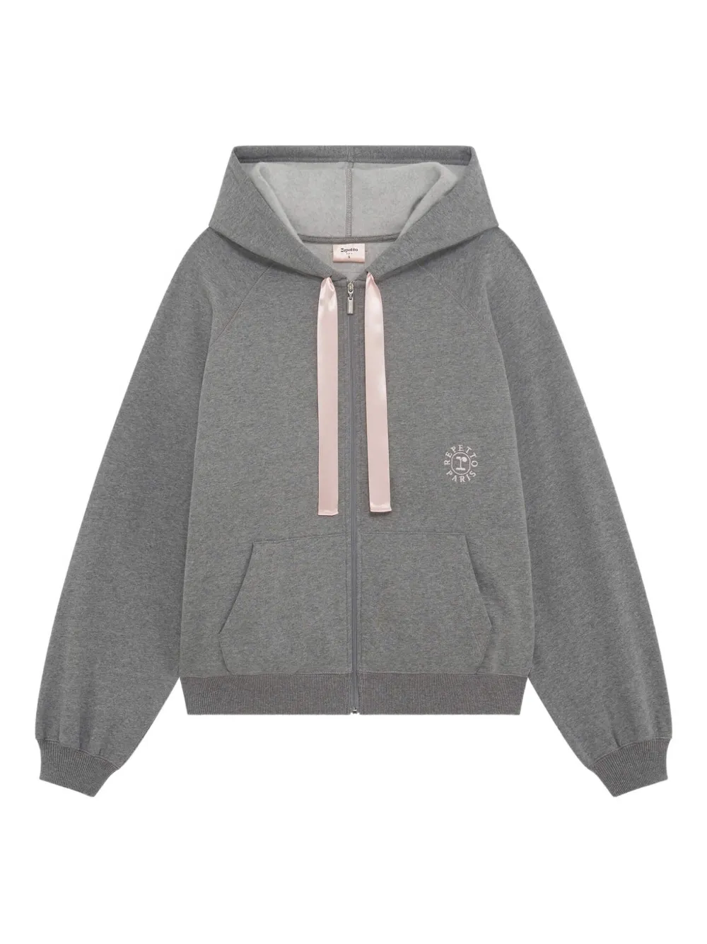 Repetto Satin-trimmed Zip-up Hoodie In Gray