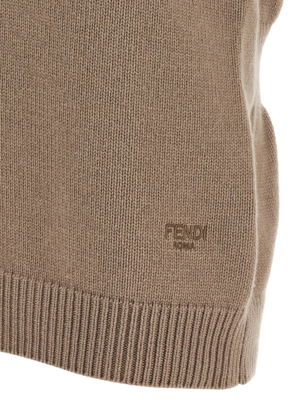 Fendi Sleeveless Cashmere Vest Featuring Ribbed Trim In Brown