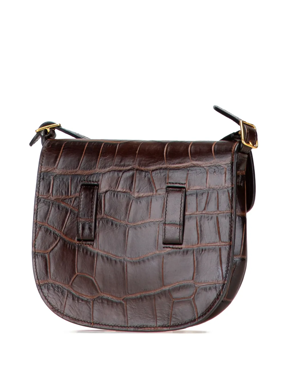 Pre-owned Celine 2013 Mini Embossed Calfskin Symmetrical Crossbody Bag In Brown