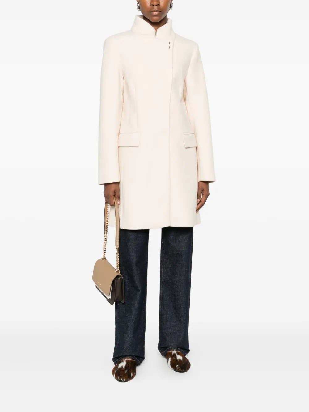 LIU JO logo-plaque funnel-neck coat | Single Breasted Coats | Image 2
